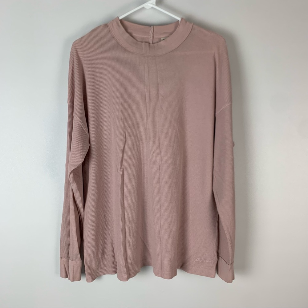 Pink by Victoria's Secret Womens Medium Waffle Knit Long Sleeve Pullover Top